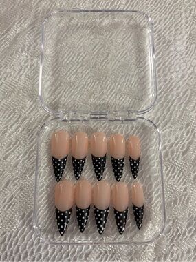 Nude and Black Polka Dot Stiletto Press-On Nails - Set of 10